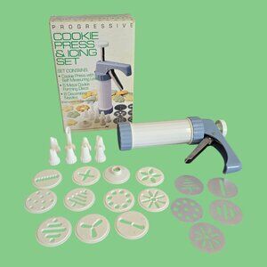 Vintage 1989 Progressive Cookie Press & Icing Set 24 Pieces of Discs & Nozzles